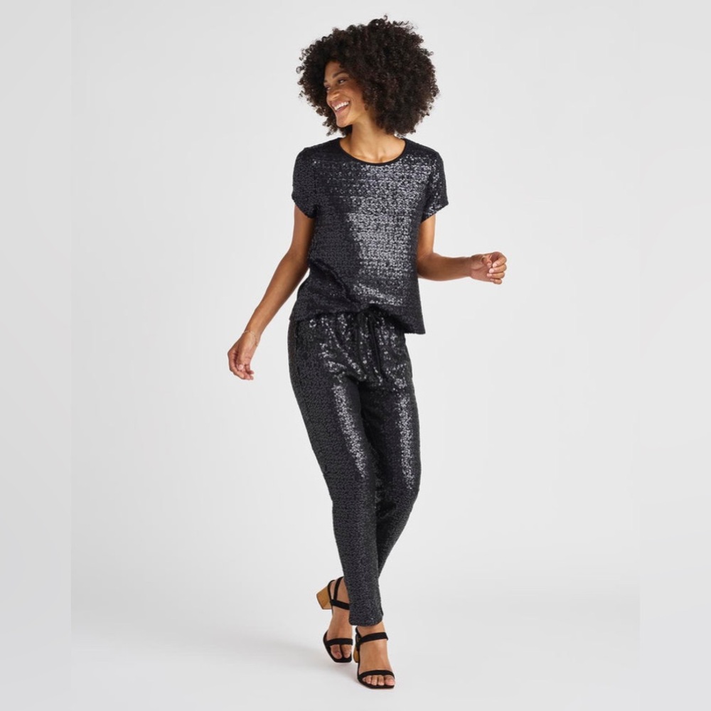 NWT | Splendid | Oxford Sequin Pant in Black | Sz L